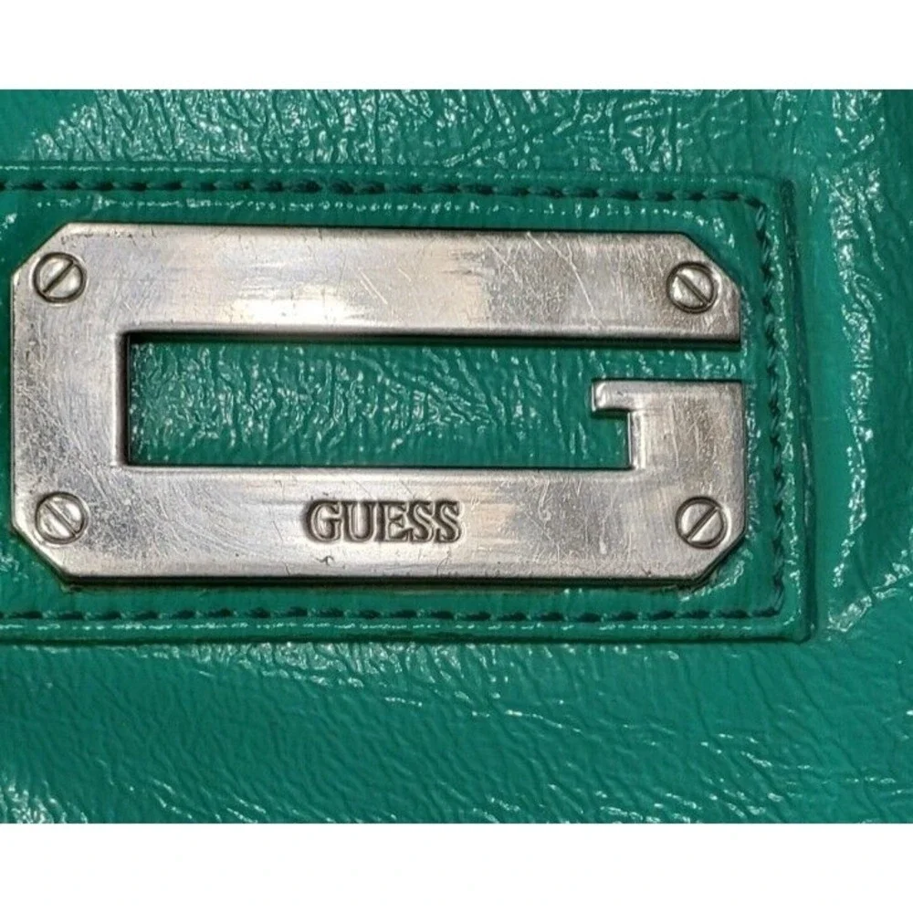 Vintage Guess Teal Shoulder Bag Silver Buckle Y2K Style Zebra Lining - Picture 16 of 16